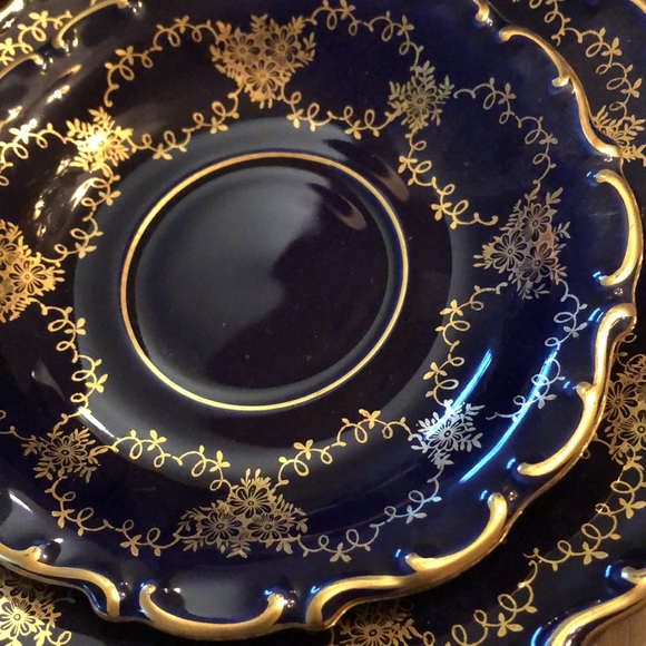 🇩🇪Lindner Kueps Echt Cobalt Fine China set: Cup, saucer, dessert plate - Picture 6 of 13